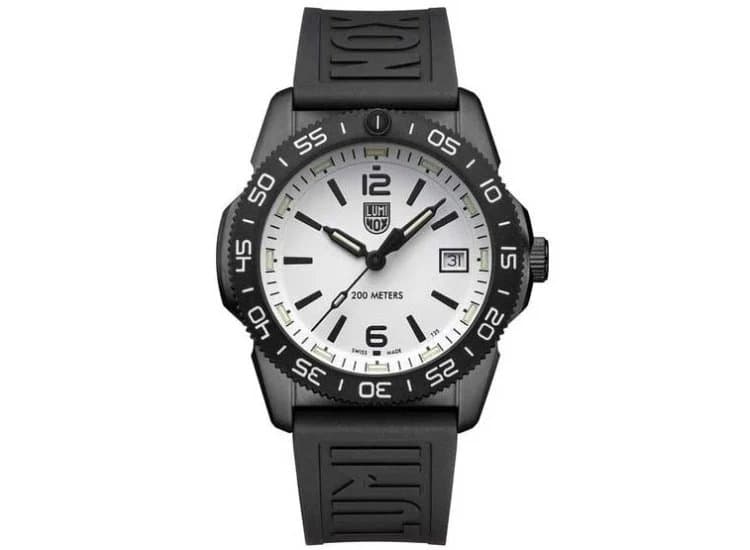Luminox Pacific Diver Ripple White Dial Black Rubber Dive Watch, 39mm