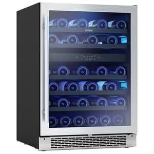 Zephyr 24 in. Undercounter Wine Cooler with Metal Wire Racks, Dual Temperature Zones & 46 Bottle Capacity-Stainless Steel