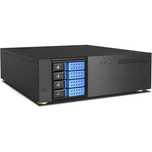 iStarUSA D-340HN-DT 3 RU Compact 4 x 3.5" Bay Trayless Hotswap microATX Desktop Chassis (Blue HDD Handles)