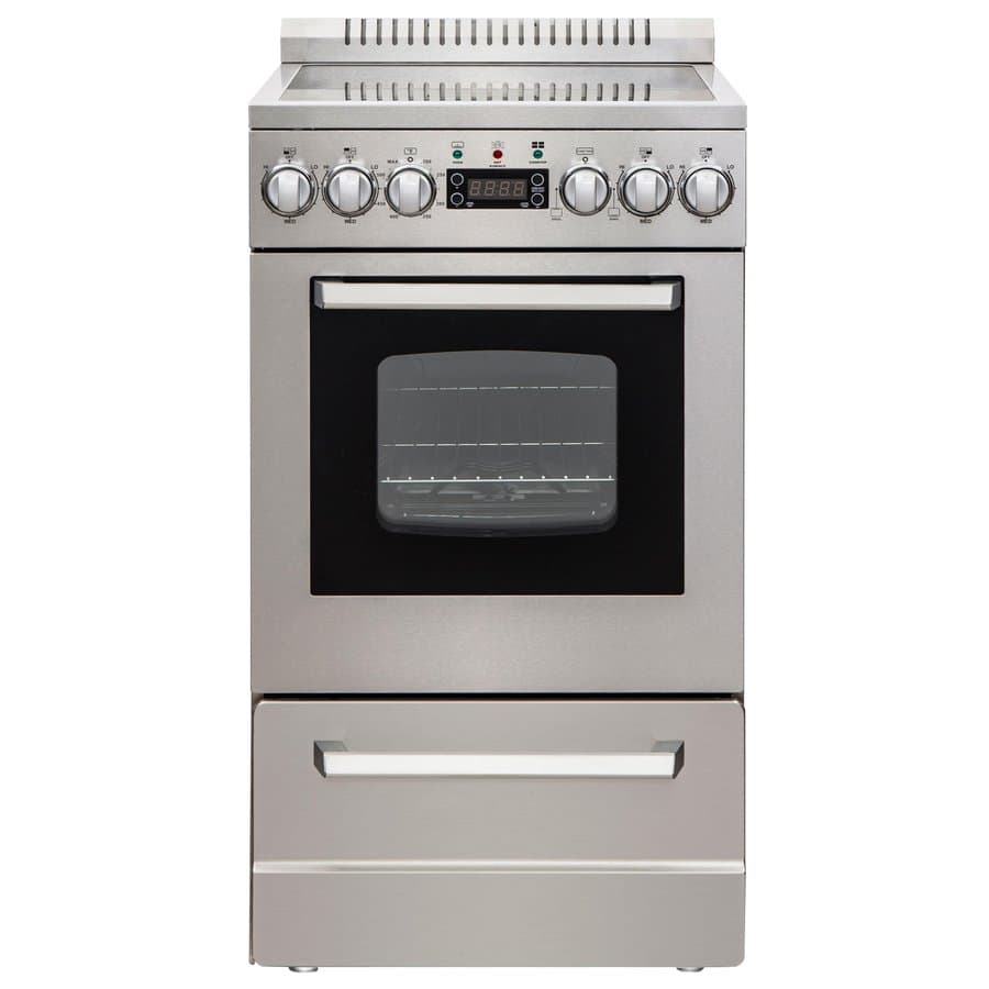 UNIQUE Prestige Prestige 20-in Glass Top 4 burners 1.6-cu ft Convection Oven Freestanding Electric Range with WipeClean Coating ( Stainless Steel )