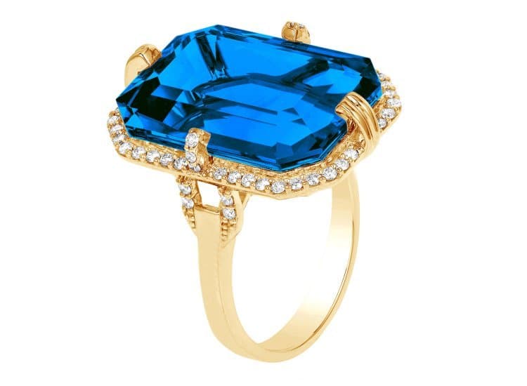 Goshwara Gossip Emerald Cut Ring with London Blue Topaz