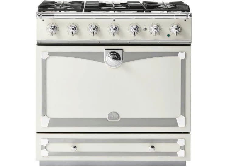 La Cornue CornuFe 90 Albertine 36 In. Pure White With Polished Chrome Trim Dual Fuel Range - C9WP
