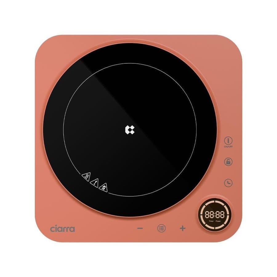 12 in. 1 Elements Ceramic Portable Induction Cooktop in Orange with 8 Power Levels and Timer, Tem Range at 176℉-464℉