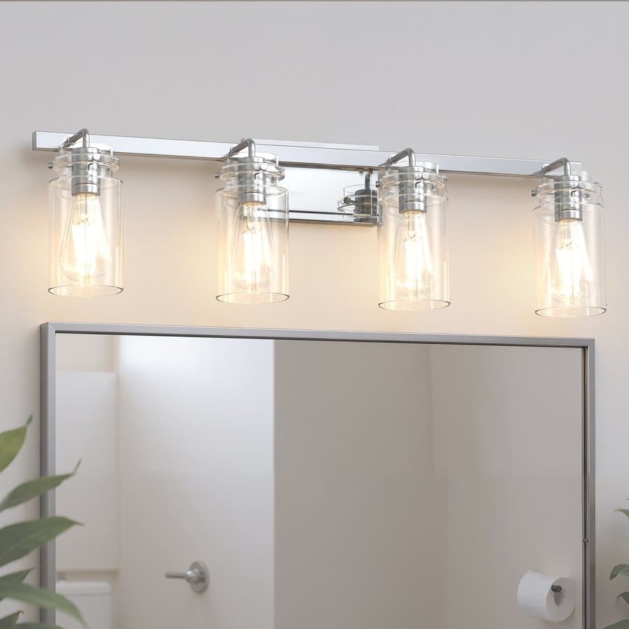 DORESshop 3 Light Brushed Chrome Minimalist Vanity Light for Bathroom Mirror E26 Bulb Base No Bulbs Included
