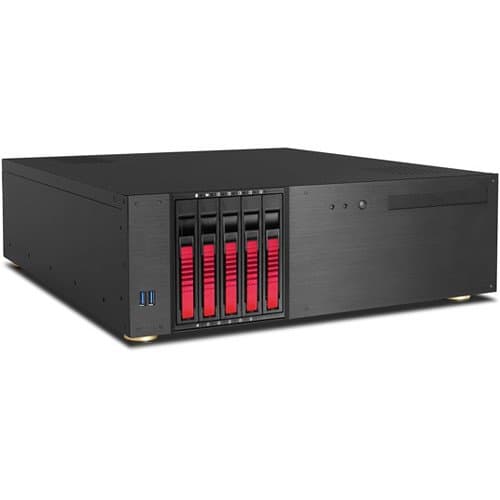 iStarUSA D-350HB-DT 3 RU Compact 5 x 3.5" Bay Hotswap microATX Desktop Chassis (Red HDD Handles)