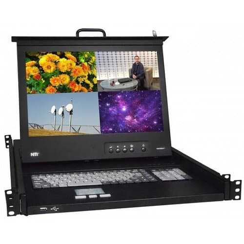 Network Technologies Rackmount KVM Drawer with HDMI Multiviewer & USB KVM Switch (1 RU)
