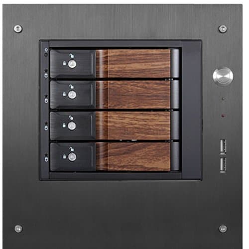 iStarUSA Compact Stylish 4x 3.5" Hotswap Trayless mini-ITX Tower (Wood Look HDD Handles)