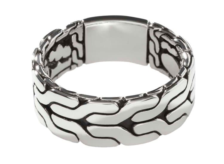John Hardy Carved Chain Band Ring Size 10 in Sterling Silver