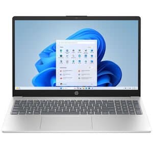HP 15.6-in. Touch Screen Notebook with Copilot, Intel Core Ultra 7 255U, 12-Core CPU, Intel GPU, 16 GB RAM, 512 GB SSD, up to 9.75 Hrs. of Battery Life & Windows 11 Home-Natural Silver