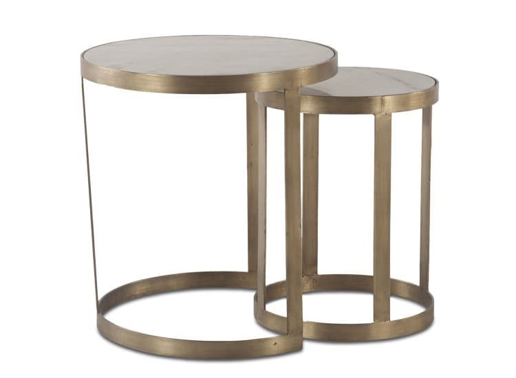 Home Trends & Design Michaelangelo 22" White Marble Nesting Side Table