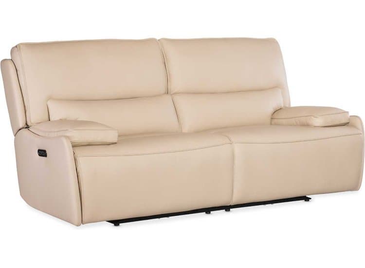 Hooker Furniture Kramer Power Reclining Sofa with Zero Gravity and Power Headrest, Oslo Ivory Leather