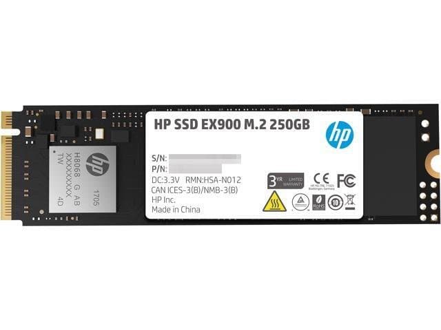 HP EX900 M.2 250GB PCIe 3.0 x4 NVMe 3D TLC NAND Internal Solid State Drive (SSD) 2YY43AA#ABC