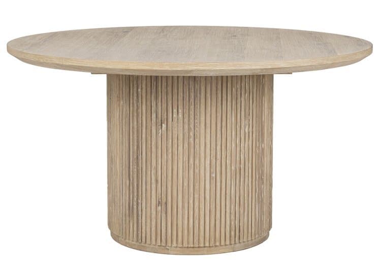Classic Home Vander Solid Wood Round Dining Table, Cream Washed