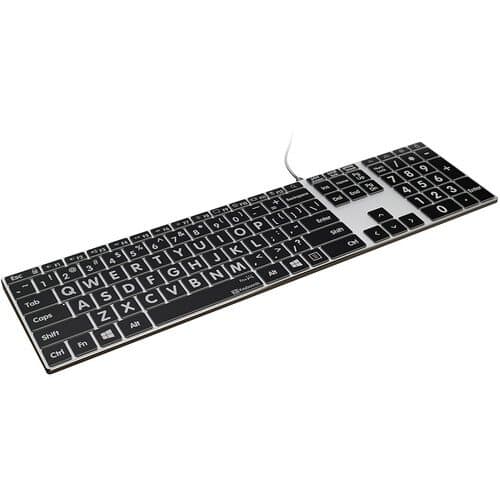 KB Covers Large Print Backlit Pro Aluminum Keyboard (Windows)