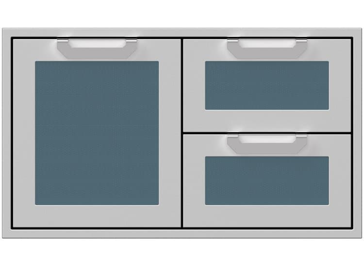 Hestan 36-Inch Outdoor Double Drawer And Storage Door Combination, Pacific Fog