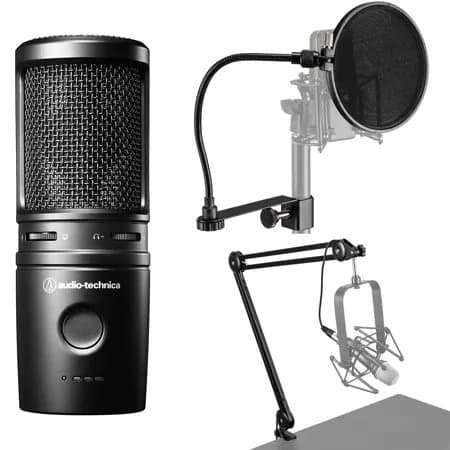 Audio-Technica AT2020USB-XP Cardioid Condenser USB Microphone, Bundle with Broadcast Arm and Pop Filter