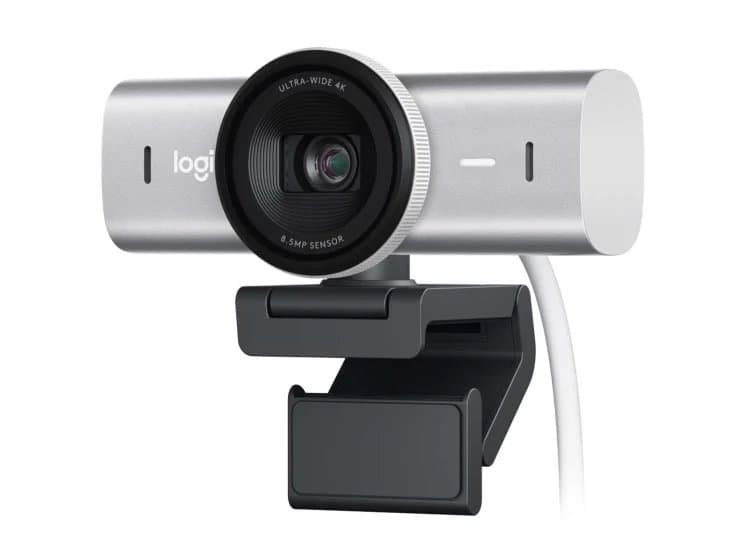 Logitech Webcam MX Brio 4K Ultra HD Collaboration and Streaming, Pale Gray