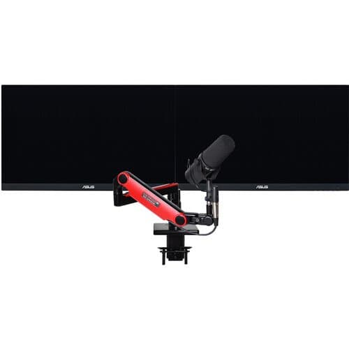 O.C. White Limited-Edition ProBoom Ultima Gen2 Dual Monitor Mount and Mic Boom Package (Black and Red)