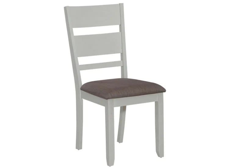 Liberty Furniture Brook Bay Upholstered Side Chair in Textured White | Grey Linen Fabric