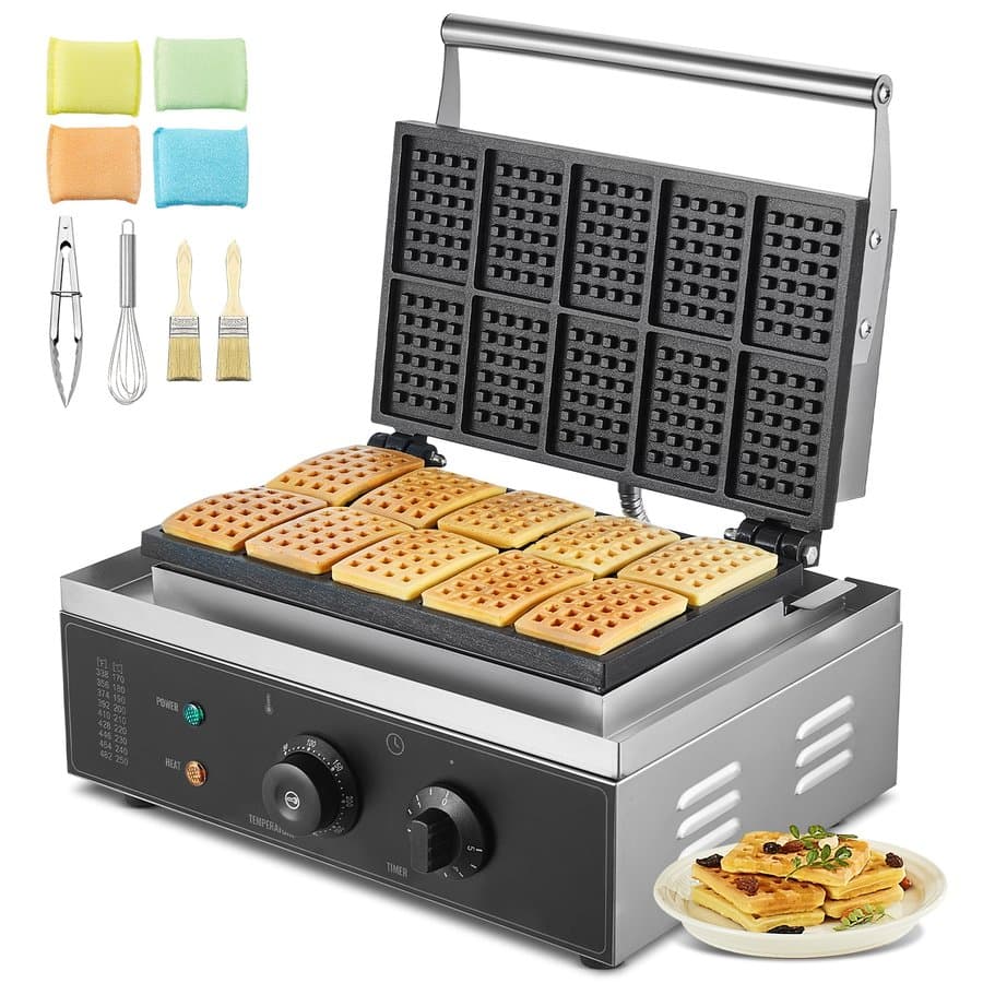 VEVOR Commercial 10-piece Rectangle Waffle Maker