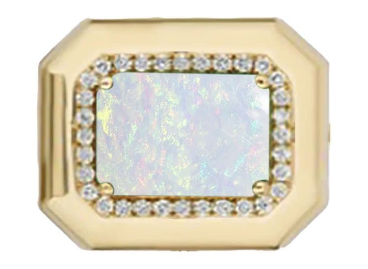 Goshwara Limited Edition Emerald Cut Ring with Opal-Size 7-in 18K Yellow Gold