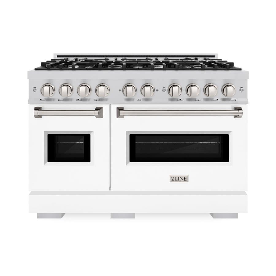 ZLINE KITCHEN & BATH Classic 48-in Standard 4.2-cu ft / 2.5-cu ft Convection Oven Freestanding Double Oven Dual Fuel Range ( Stainless Steel, Black Matte Door )