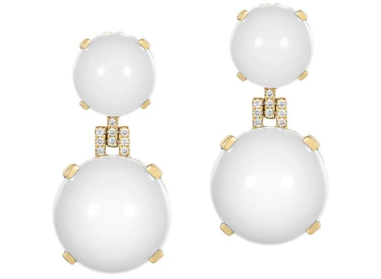 Goshwara Rock N Roll Double Sphere Drop Earrings with Opal and Diamond in 18K Yellow Gold