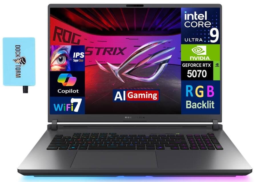 ROG Strix G18 Laptop 18 WQXGA Display (Ultra 9- 275HX, 32GB, 1TB SSD, GeForce RTX 5070, Win 11 Home) w/USB Hub