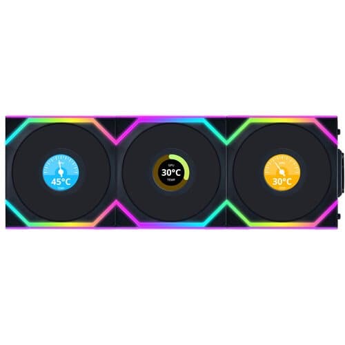 Lian Li 120mm UNI FAN SL Wireless LCD ARGB Reverse Blade Case Fan (Black, 3-Pack)