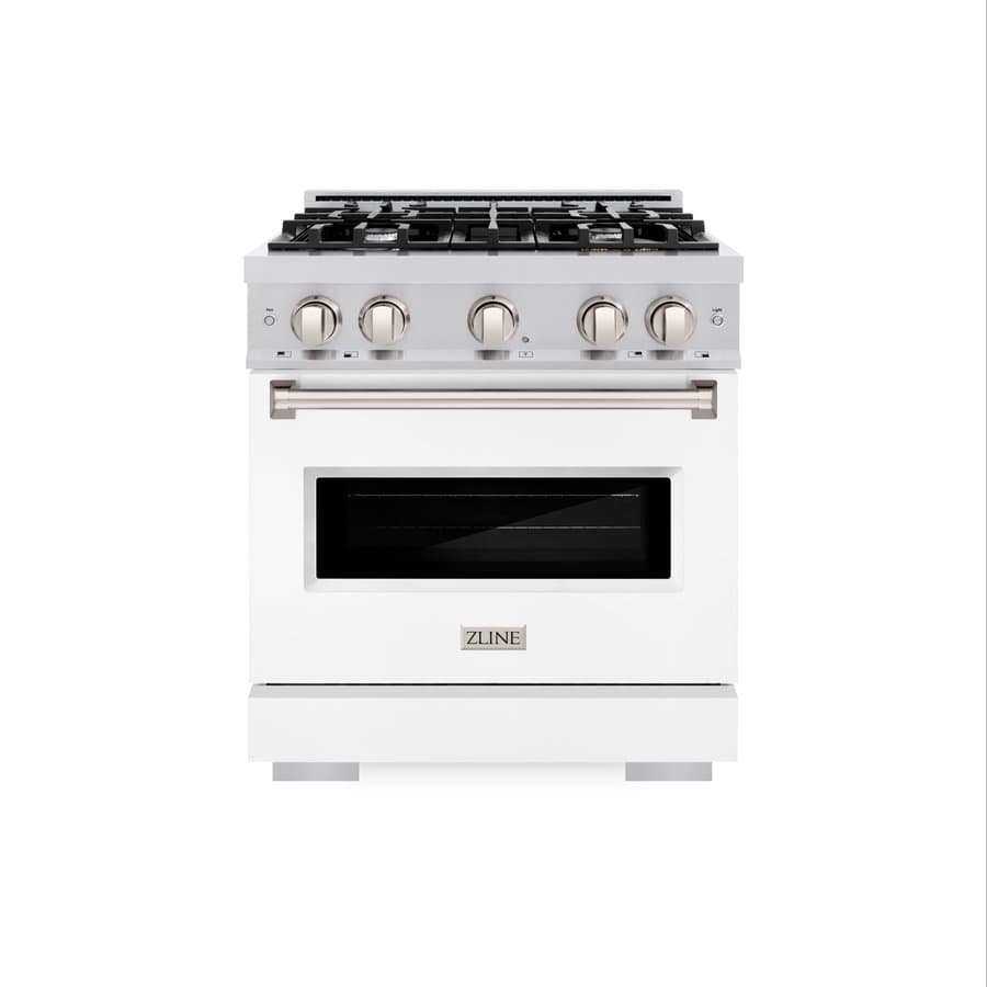 ZLINE KITCHEN & BATH Classic 30-in Standard 4 burners Convection Oven Freestanding Dual Fuel Range ( Stainless Steel, Black Matte Door )