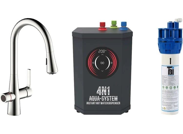 BTI Aqua-Solutions 4N1 Aqua-System Plus With Brushed Nickel Filtration Faucet