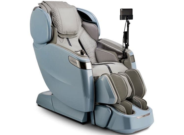 Cozzia Qi XE Pro Duo Massage Chair, Silver | Light Blue