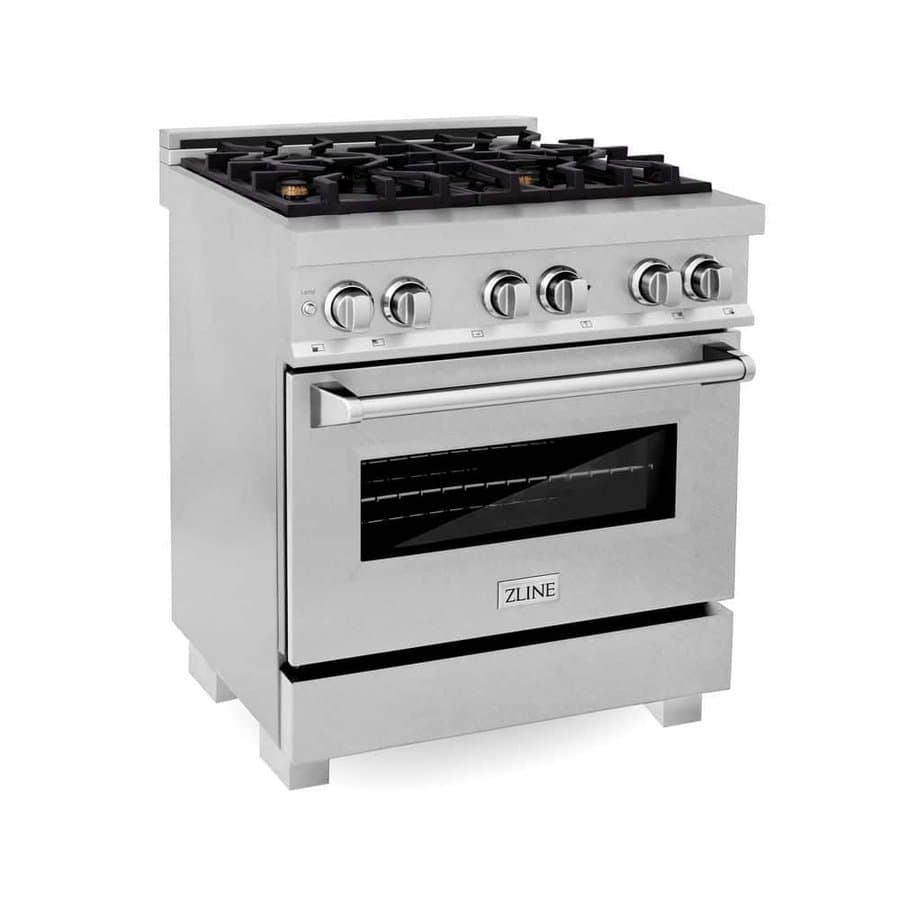 30 in. Legacy Dual Fuel Range with Gas Cooktop and Electric Oven, Satin Stainless Steel with 4 Brass Burners