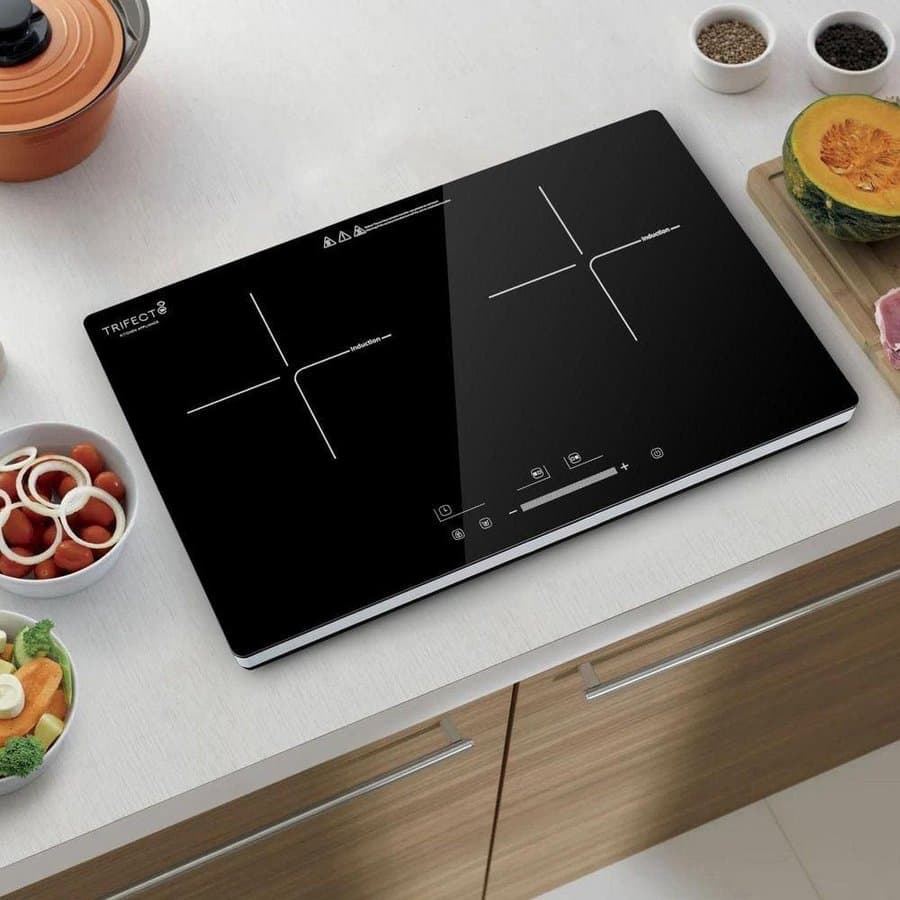 22 in. Electric Portable Induction Cooktop Horizontal 2-Element Burner, Black