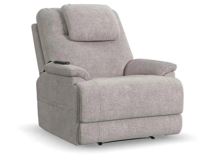 Flexsteel Zecliner Petite Power Recliner with Power Headrest and Lumbar, Dove Fabric Finish
