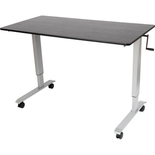 Luxor 60" Crank Adjustable Stand-Up Desk (Black Oak Desk, Silver Frame)