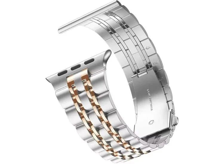 Abt 38/40/41/42mm Stainless Steel Chain Apple Watch Bracelet Band, Silver and Rose Gold