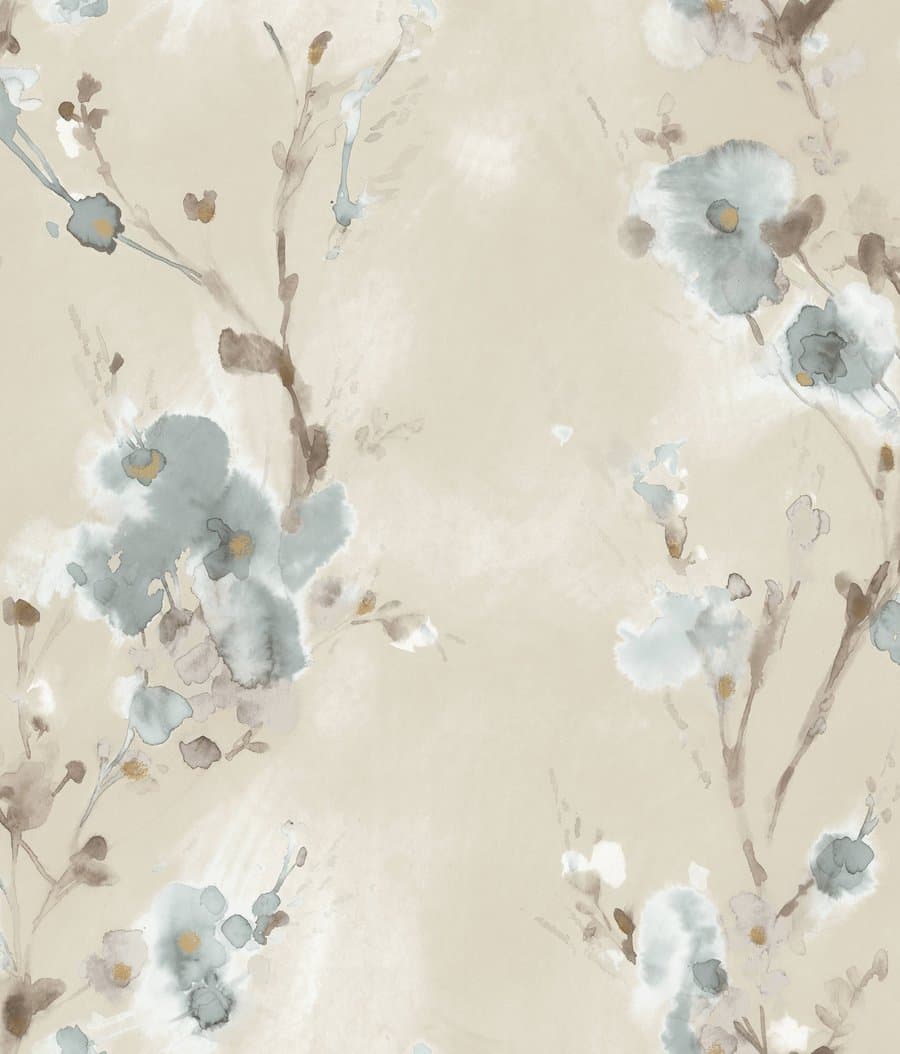 York Wallcoverings 60.8-sq ft Blue Paper Floral Unpasted Wallpaper