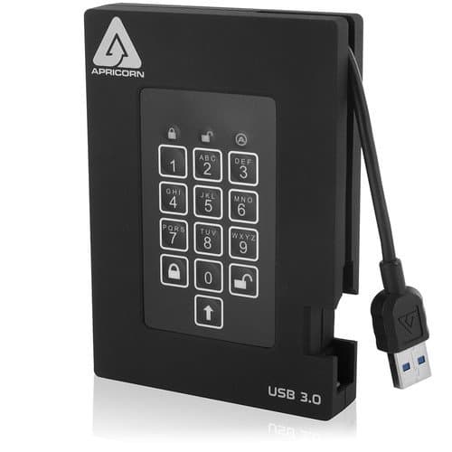 Apricorn 4TB Aegis Fortress FIPS 140-2 Level 2 Secure USB 3.2 Gen 1 Portable SSD