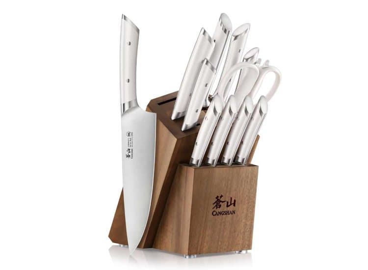 Cangshan 12-Piece Knife Block Set Helena Series With White Handle