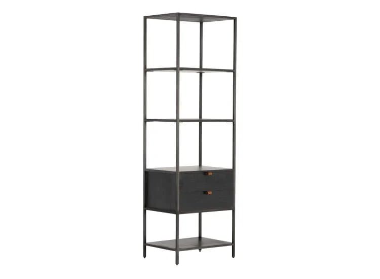 Four Hands Trey Bookshelf, Black Wash Poplar