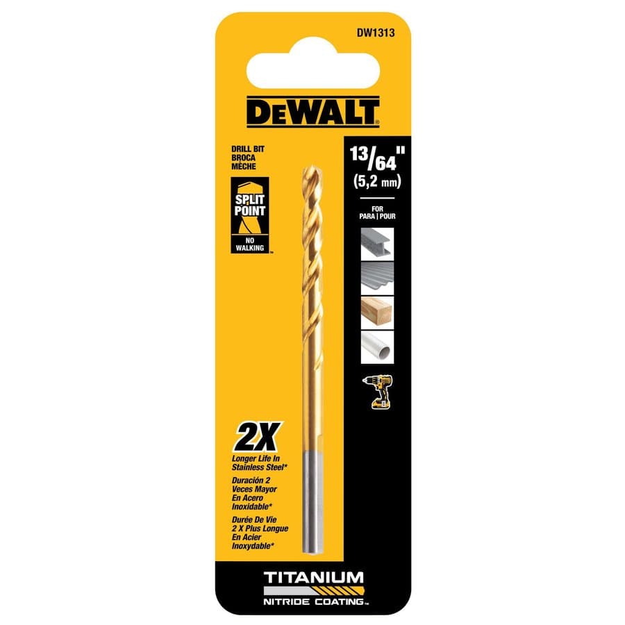 DEWALT x 6-in Titanium nitride coated HSS Jobber length Twist Drill Bit