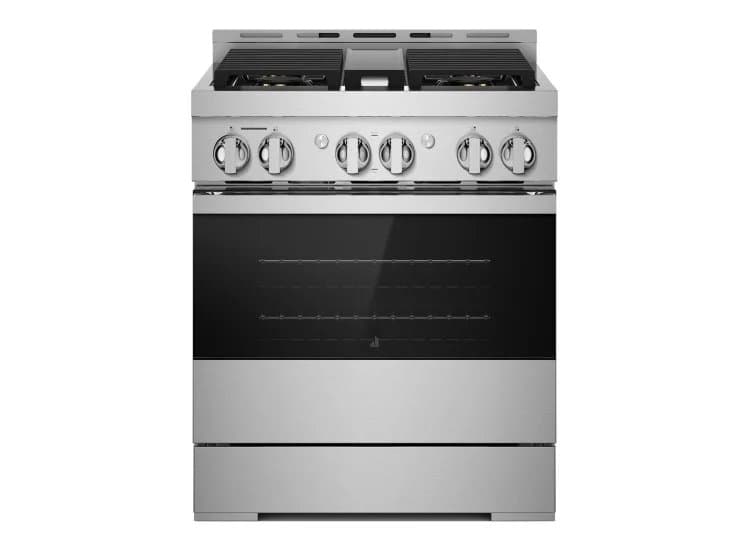 JennAir NOIR 30 In. Floating Glass Black And Stainless Steel Gas Professional-Style Range - JGRP430HM