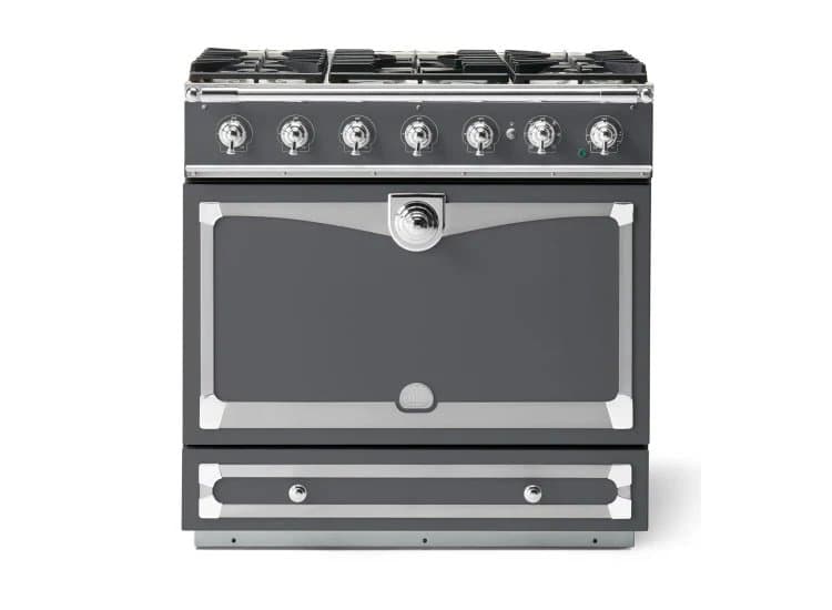 La Cornue CornuFe 90 Albertine 36 In. Graphite With Polished Chrome Trim Dual Fuel Range - C9GP