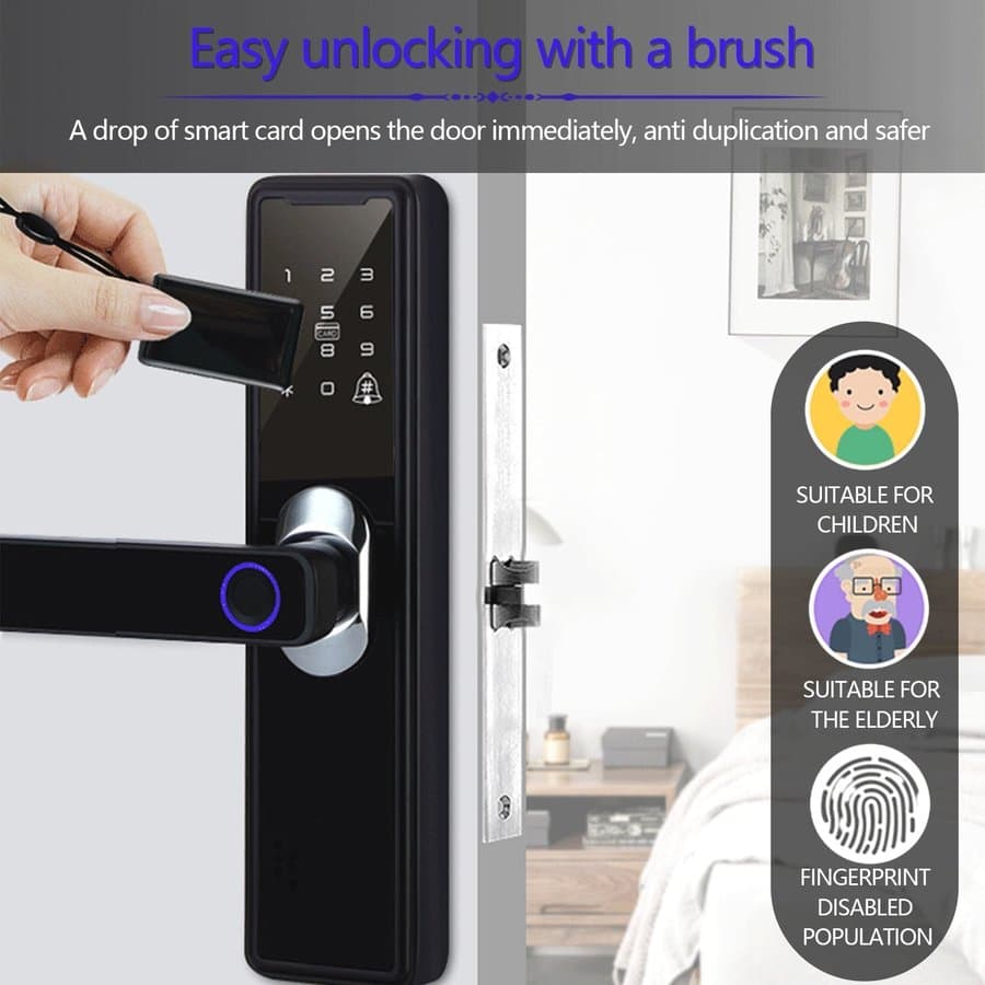 VANLOFE Smart Locks and Entry Smart Door Lock Keyless Fingerprint &Touchscreen Secure Bluetooth Easy Install Digital Door LockGreat For Home Apartment Hotel Office