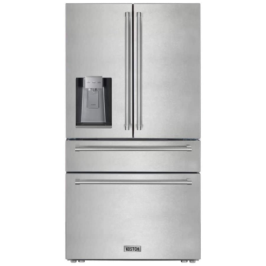 KOSTCH 36 in. 21.6 cu. ft. Counter Depth French Door Refrigerator with Ice and Water Dispenser in Stainless Steel, ENERGY STAR