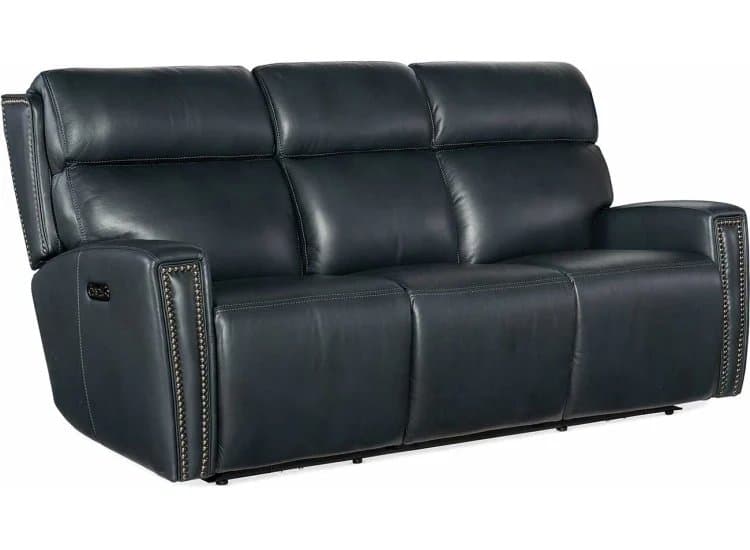 Hooker Furniture Living Room Ruthe ZeroG Power Sofa w/ PH & Hidden Console, Salvo Denim Finish
