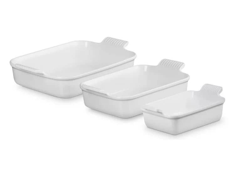 Le Creuset Heritage Rectangular Baking Dish Set in White (Set of 3)