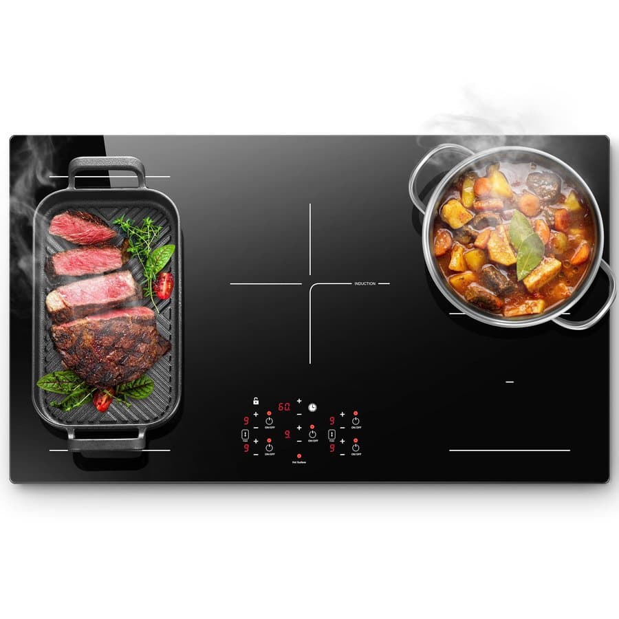 36 Inch Electric Induction Cooktop 5 Burners, 10800W Built-In Induction Stove Top With Double Bridge Function, Booster, Timer, Child Lock, Sensor Touch Control, No Plug IHA108365