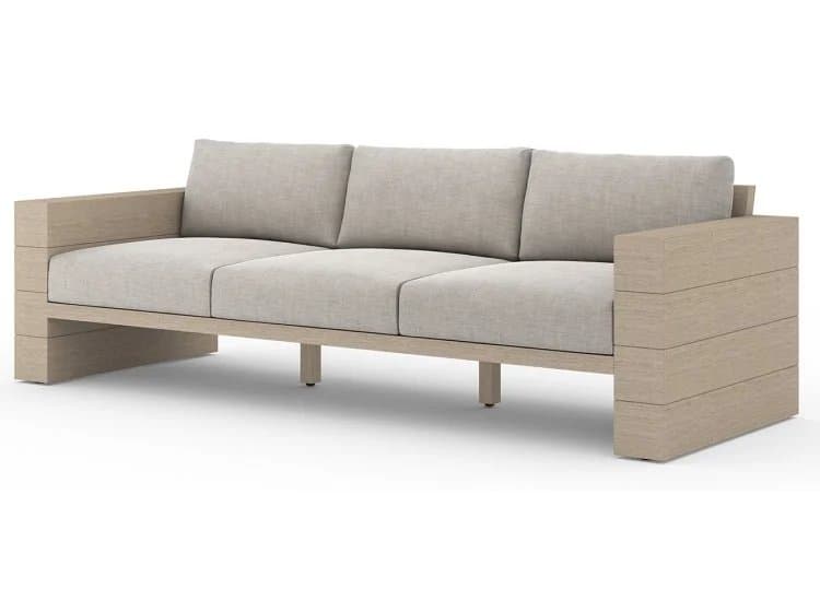 Four Hands Solano Collection Stone Grey & Washed Brown Leroy Outdoor Sofa
